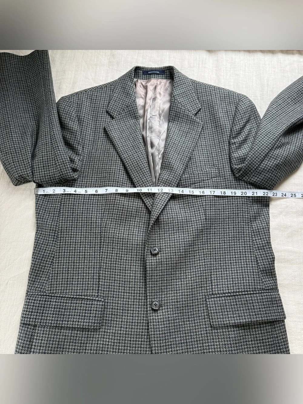 Vintage Men’s Ralph Lauren Wool Houndstooth Blazer Navy Grey 42T